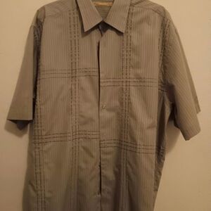 The Havanera Co. Shirt, Men's Size Large Green Stripes  Embroidered Modern EUC